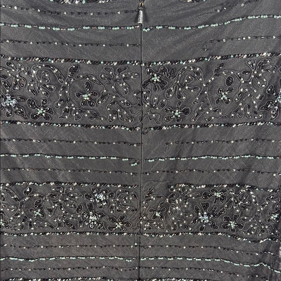 Black Beaded Lace Gown Mother of the Bride Cameron Blake Mon Cheri Size 14 - Picture 9 of 9